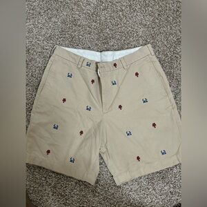 Brooks Brothers Tan Shorts with Embroidered Accents